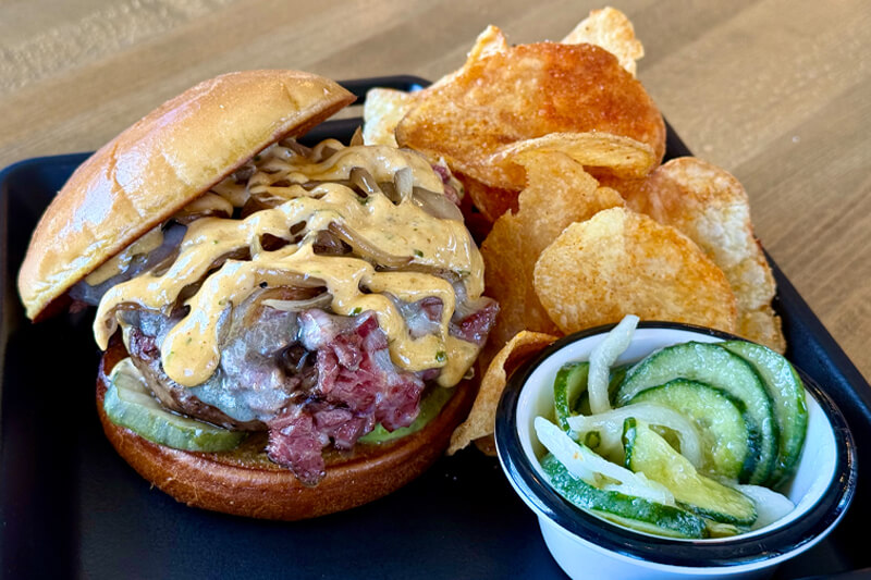 Pastrami Burger, March Burger of the Month at MOTOR
